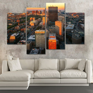 Boston Skyline At Sunset Skyline Wall Art Canvas-Stunning Canvas Prints