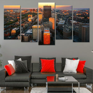 Boston Skyline At Sunset Skyline Wall Art Canvas-Stunning Canvas Prints
