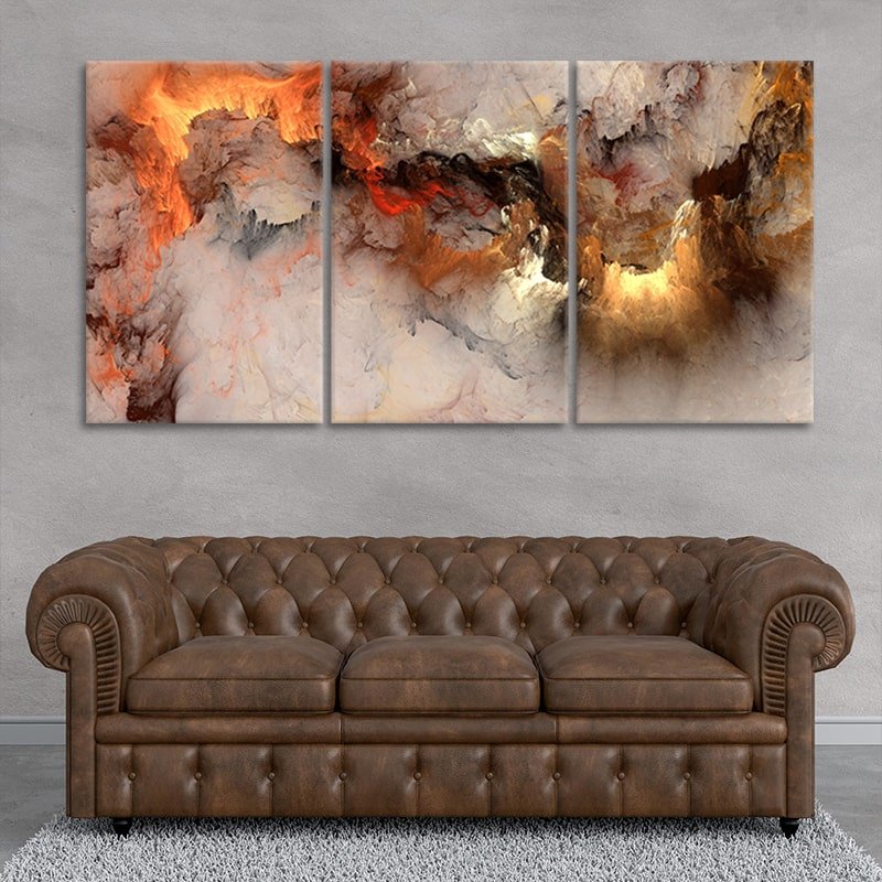 3 Pieces Modern Abstract Wall Decor Set Square Canvas Painting with Frame  Living Room