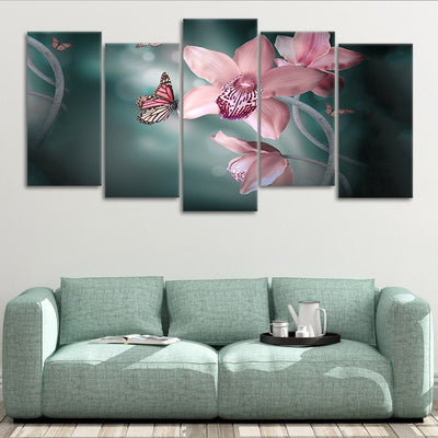 Butterfly Orchid 5 piece Multi Panel Canvas prints