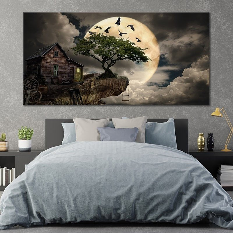 Cabin On The Hill Wall Art Painting