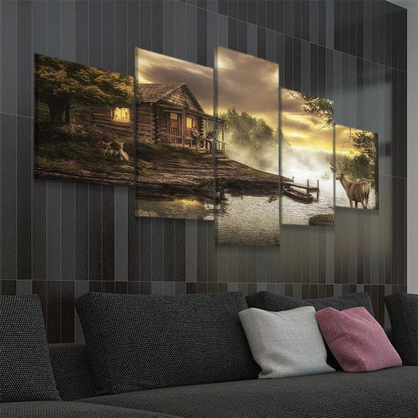 Log Cabin Wall Art Canvas Print Rustic Wall Art For Living Room