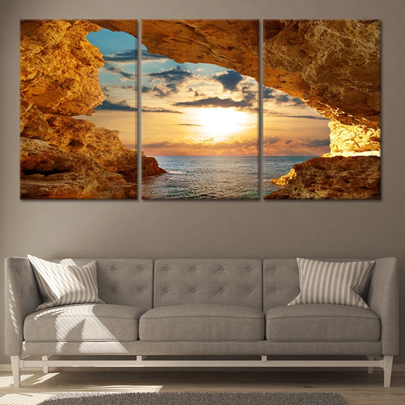 Coastal beach wall decor capturing the beauty of nature’s golden hour.