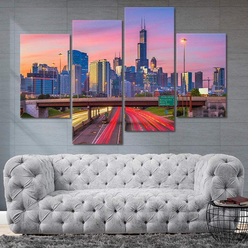 Chicago Illinois Skyline Wall Art Canvas-Stunning Canvas Prints