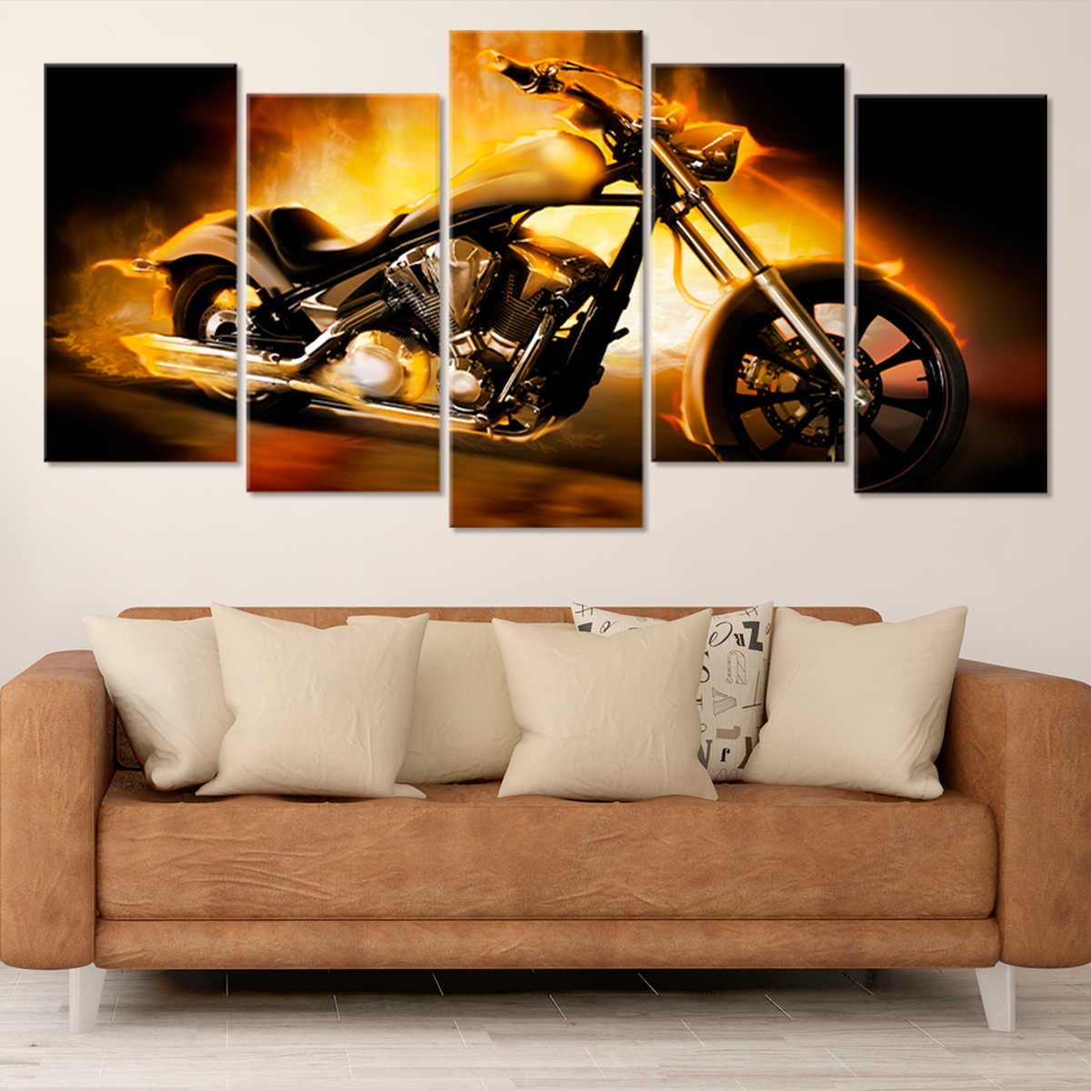 Flaming Chopper Motorcycle Wall Art Canvas Print-Stunning Canvas Prints