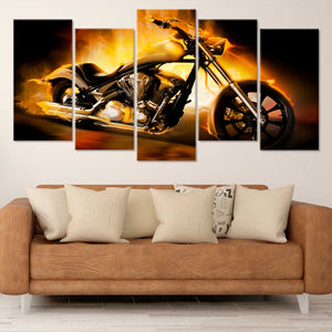Flaming Chopper Motorcycle Wall Art Canvas Print-Stunning Canvas Prints