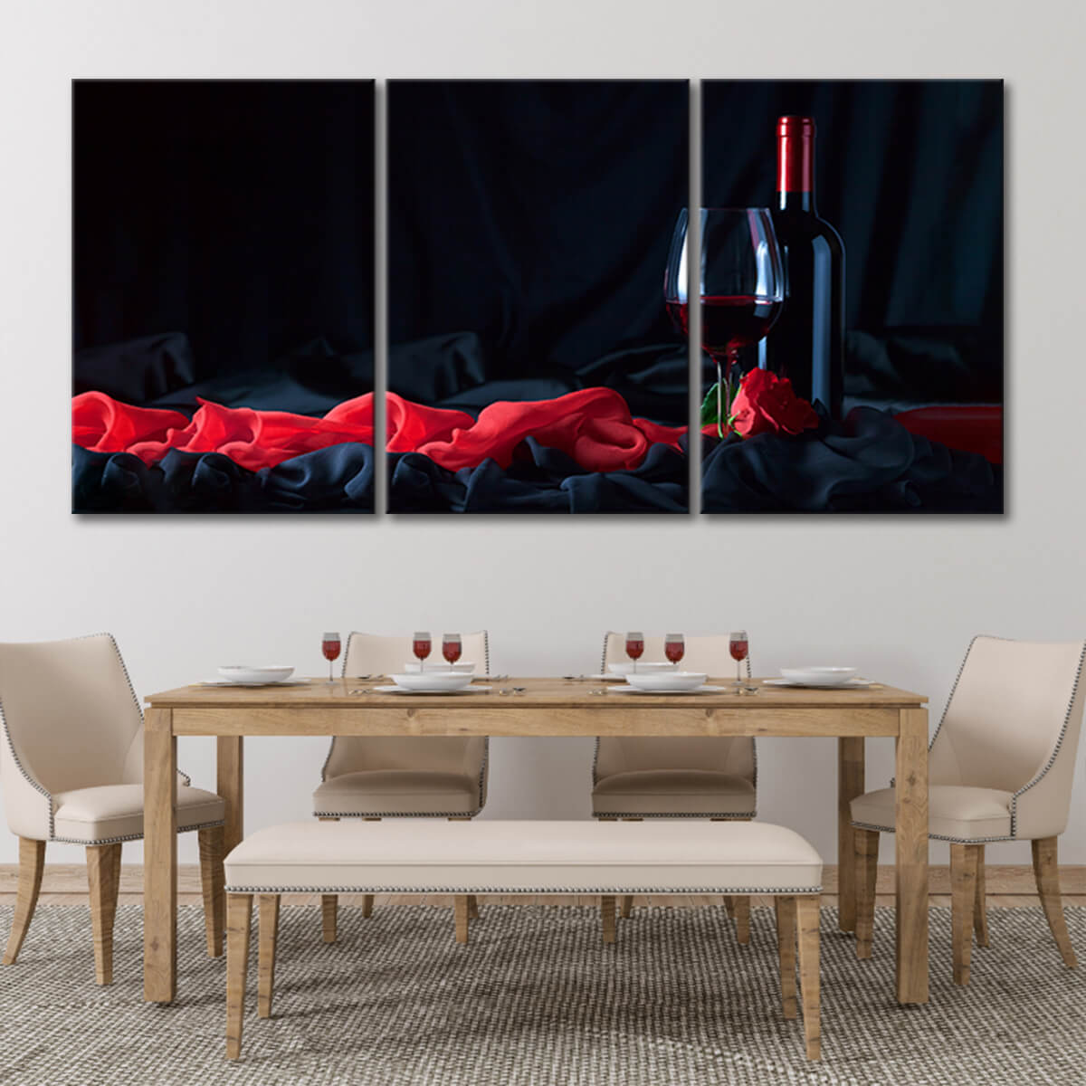 Classic red wine Canvas Wall Art Set