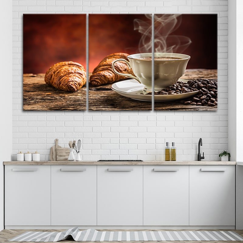 Coffee & Croissant 3 piece wall art