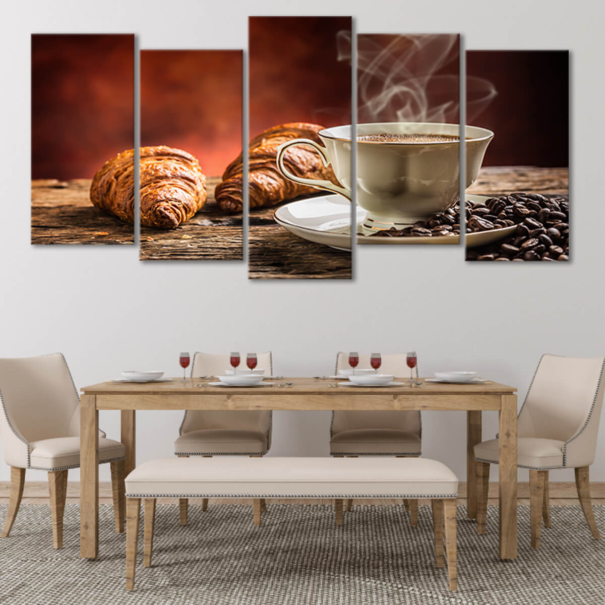 Croissant And Coffee Wall Art Canvas Print-Stunning Canvas Prints