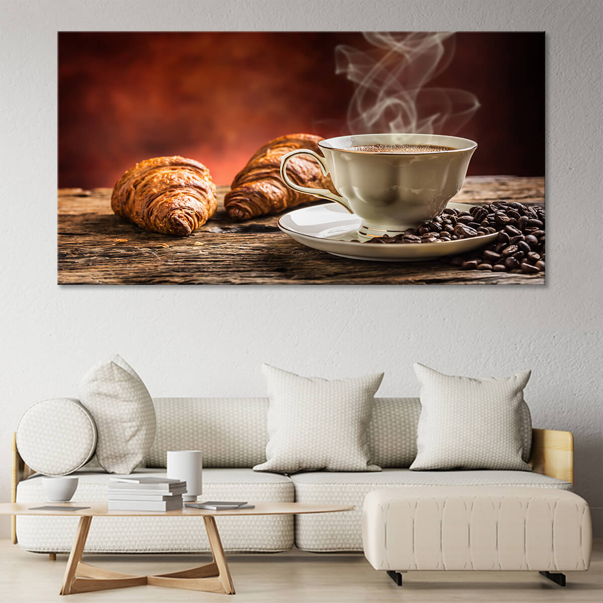 Croissant And Coffee Wall Art Canvas Print-Stunning Canvas Prints