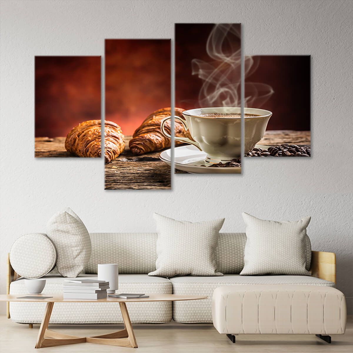 Croissant And Coffee Wall Art Canvas Print-Stunning Canvas Prints