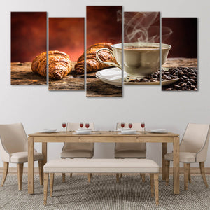 Croissant And Coffee Wall Art Canvas Print-Stunning Canvas Prints