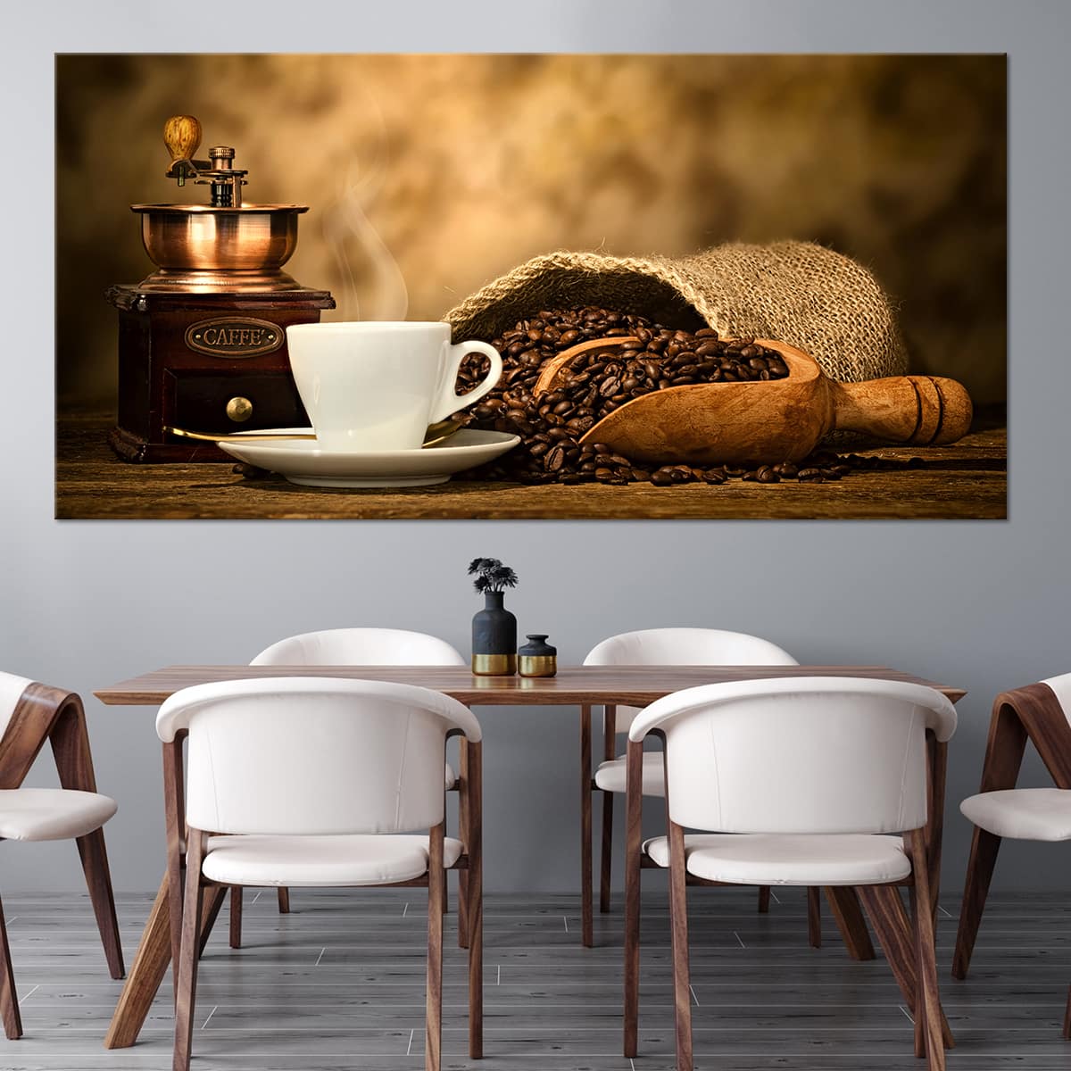 Coffee with grinder Multi Panel Canvas Wall Art