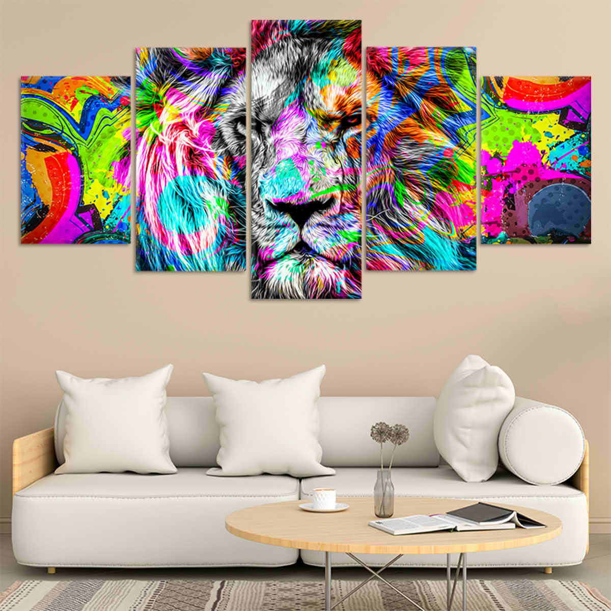 Colorful Abstract Lion Wall Art Canvas-Stunning Canvas Prints
