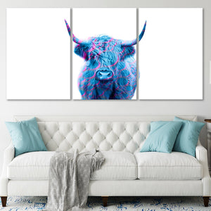 Blue Highland Cow Wall Art Canvas-Stunning Canvas Prints