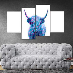 Blue Highland Cow Wall Art Canvas-Stunning Canvas Prints