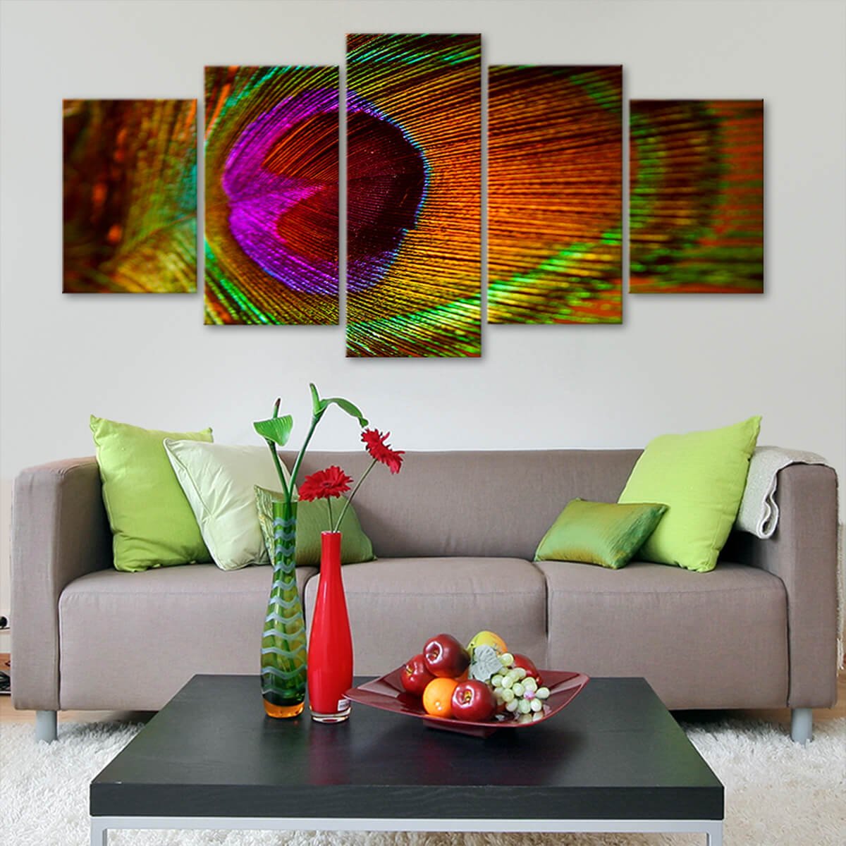 Large Colorful Peacock Feather Wall Art Canvas-Stunning Canvas Prints