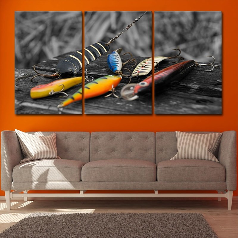 Colorful Fishing Hooks framed wall art