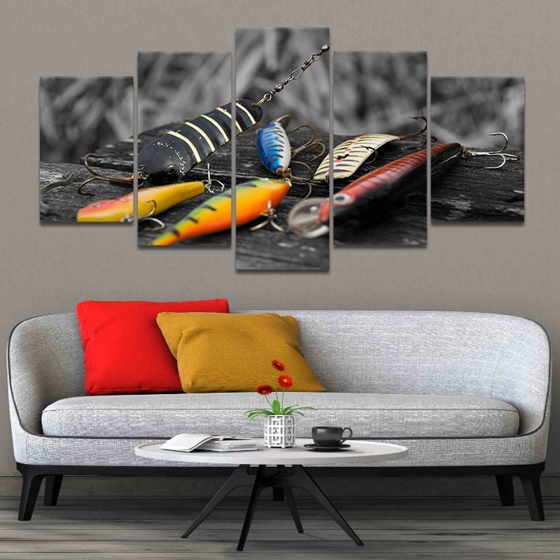 Colorful Fishing Hooks framed wall art