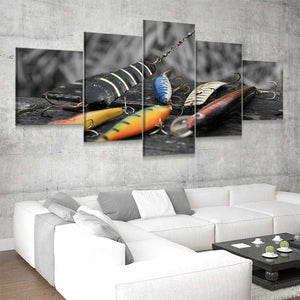 Colorful Fishing Hooks wall canvas