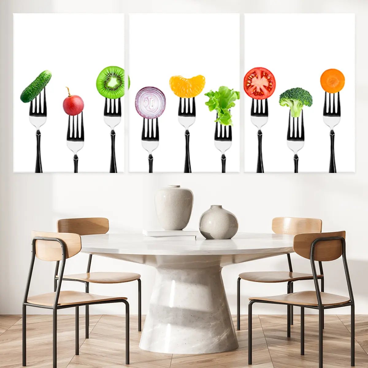 Fruits And Vegetables On A Fork Wall Art-Stunning Canvas Prints