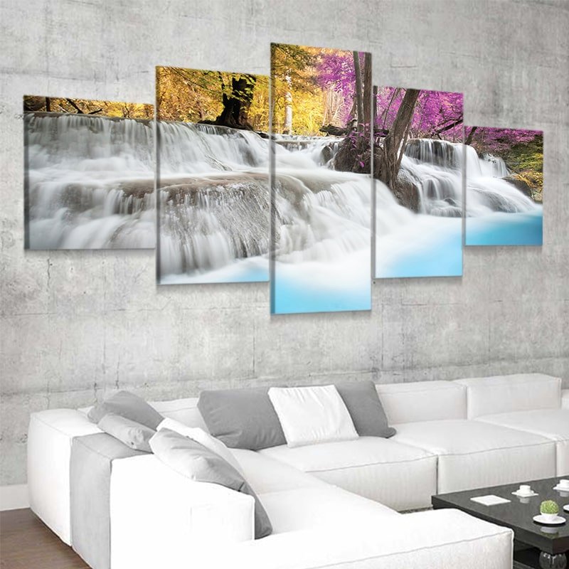 Colorful Waterfall Multi Panel Canvas Wall Art
