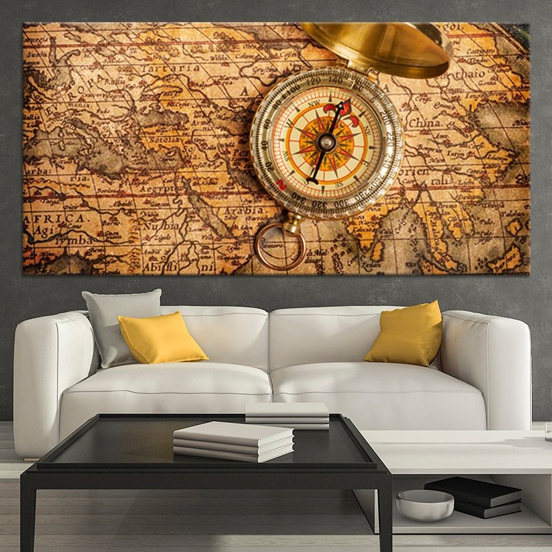 Compass World Map Wall Art Canvas Print-Stunning Canvas Prints