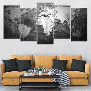 Monochrome World Map Wall Art Canvas Print-Stunning Canvas Prints
