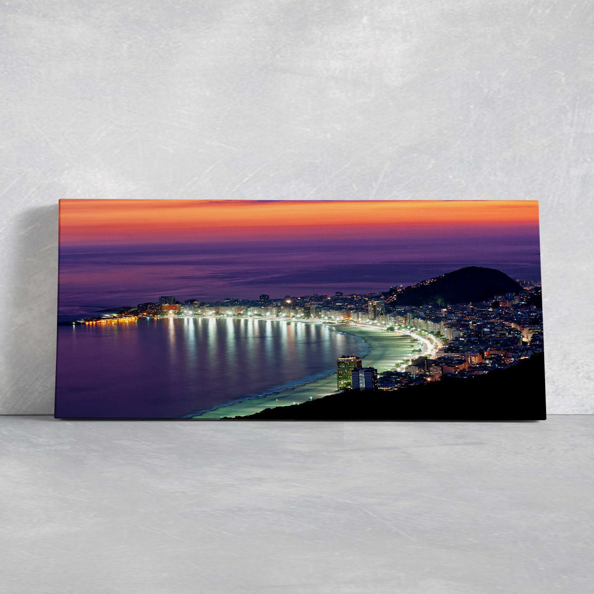 Copacabana Beach At Night Skyline Wall Art Canvas-Stunning Canvas Prints