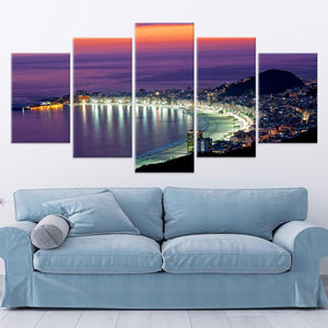 Copacabana Beach At Night Skyline Wall Art Canvas-Stunning Canvas Prints