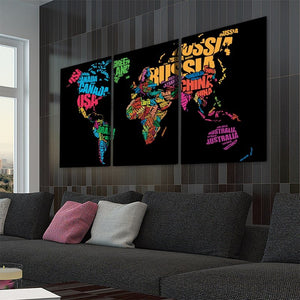 Country Names World Map Wall Art Canvas Print-Stunning Canvas Prints
