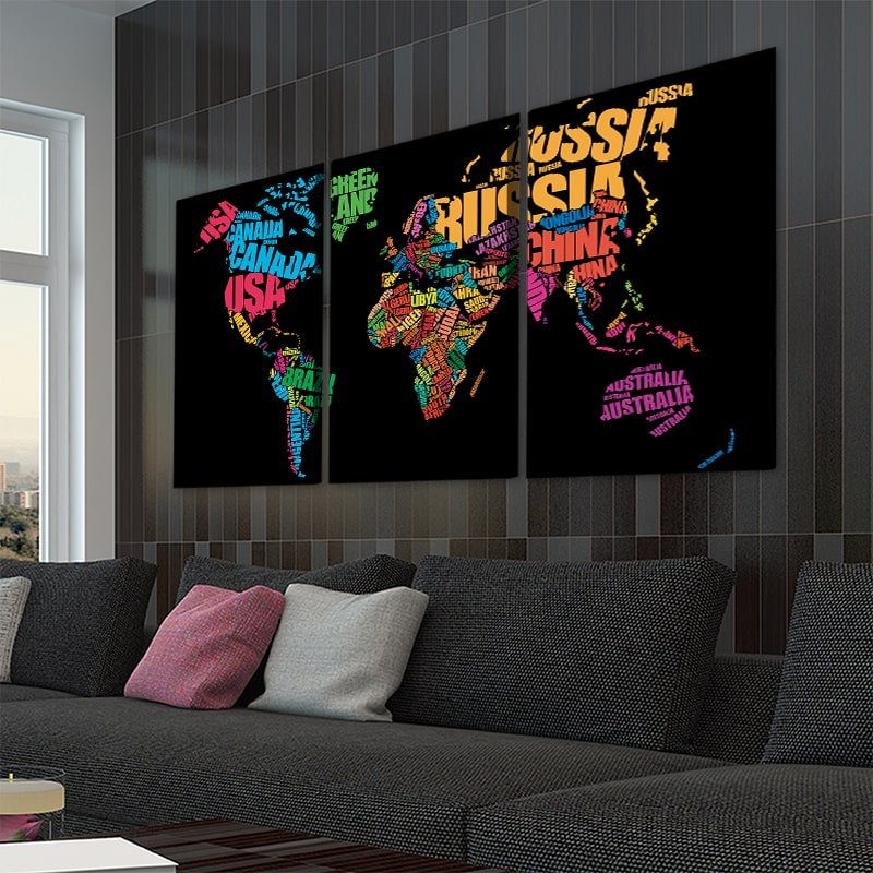 Country Names World Map Wall Art Canvas Print-Stunning Canvas Prints