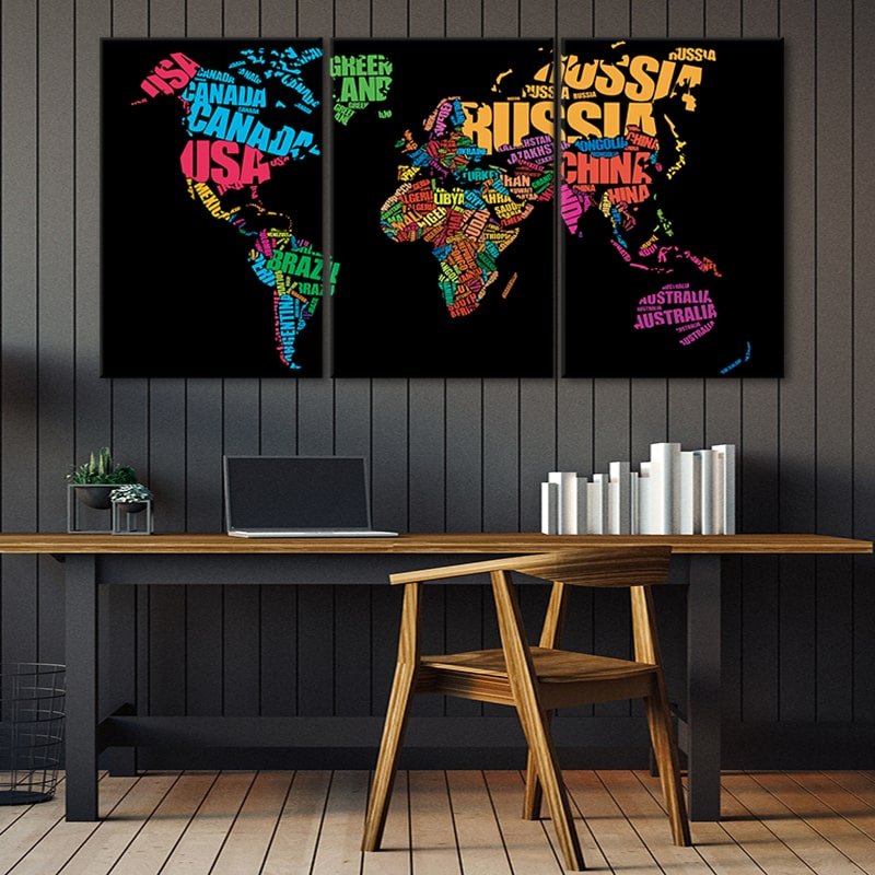 Country Names World Map Wall Art Canvas Print-Stunning Canvas Prints