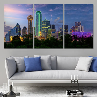 Dallas Skyline Wall Art Canvas Print | Framed Dallas Skyline Painting