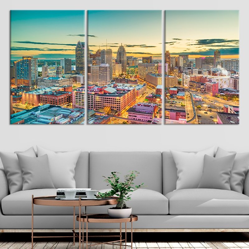 Detroit Skyline Wall Art Canvas-Stunning Canvas Prints