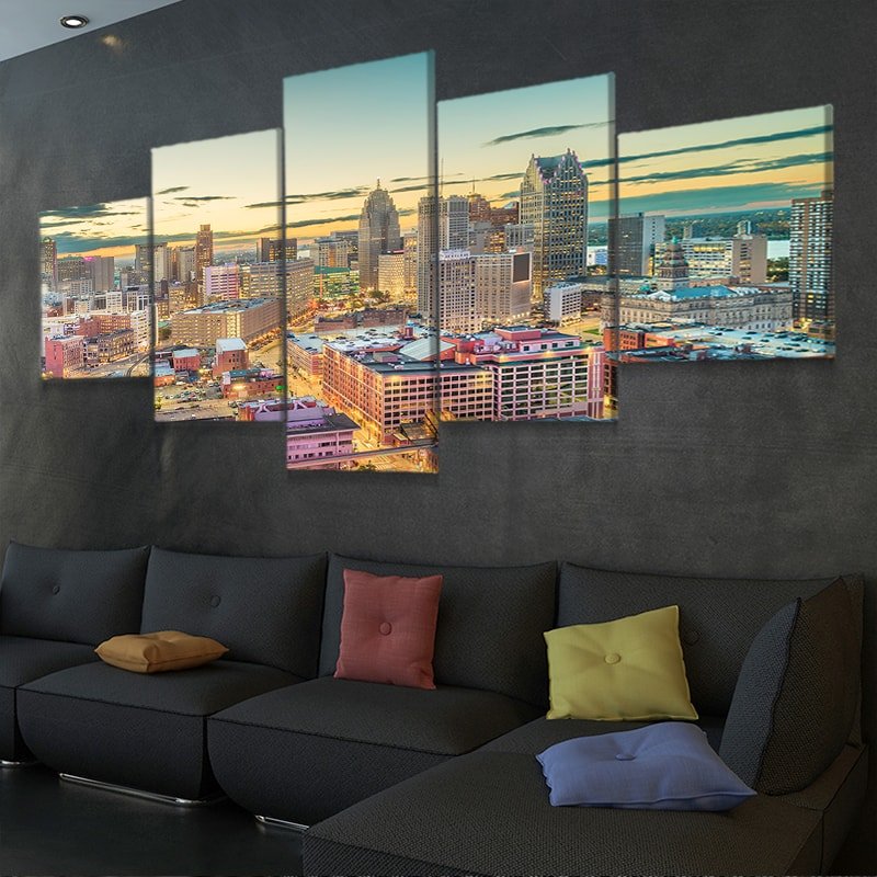 Detroit Skyline Wall Art Canvas-Stunning Canvas Prints