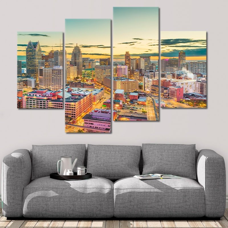 Detroit Skyline Wall Art Canvas-Stunning Canvas Prints