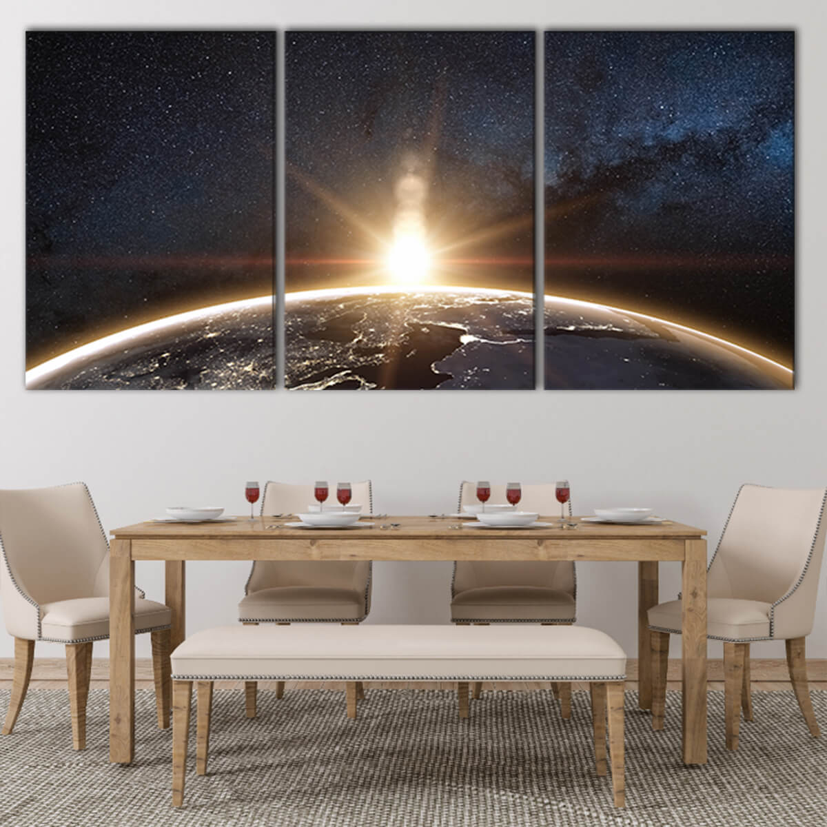Earth from space Canvas Wall Art Set