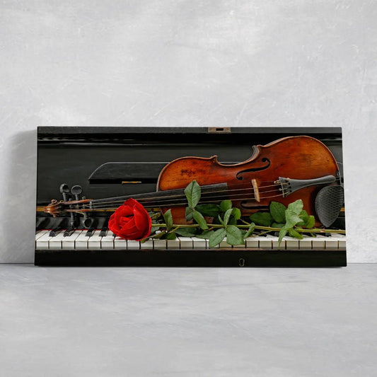 Classic duet of piano and violin — contemporary canvas wall art for living room wall art, uplifting musical warmth