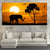 Elephant Sunset Canvas Wall Art