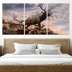 Elk Jumping Off Cliff Wall Art Canvas-Stunning Canvas Prints