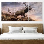 Elk Jumping Off Cliff Wall Art Canvas-Stunning Canvas Prints