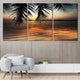 Beach sunset wall art with warm hues and ocean waves.