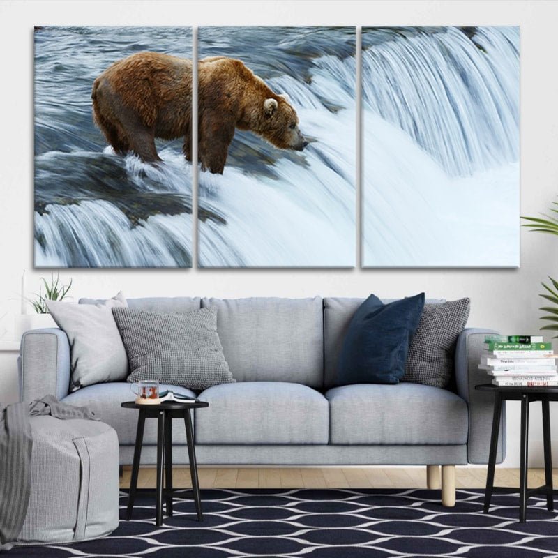Fishing grizzly Bear Wall Art Canvas-Stunning Canvas Prints