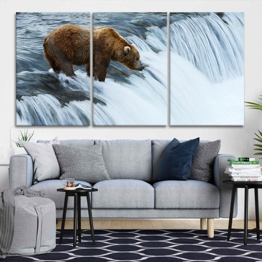 Fishing grizzly Bear Wall Art Canvas-Stunning Canvas Prints