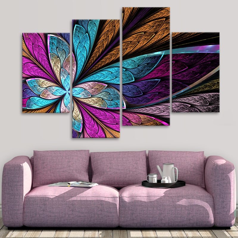 Fractal Flower Multi Panel Canvas Wall Art