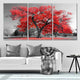 Framed red maple tree artwork for contemporary bedroom, 3 piece wall art