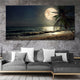 Large Horizontal Coastal Wall Art: framed coastal wall art, seascape artwork, nautical wall art for living room, moon canvas wall art​, neutral beach wall art