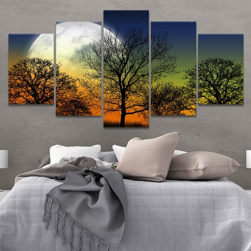 Full Moon Forest Silhouette Wall Art Canvas-Stunning Canvas Prints