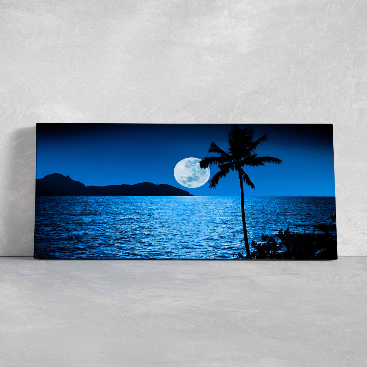Ocean-themed decor canvas capturing the peaceful reflection of the moon on the sea.
